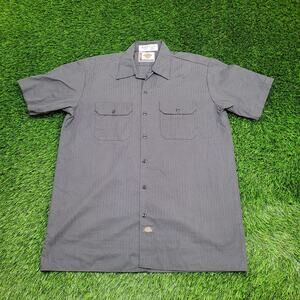DICKIES Utility Button Shirt L/XL 24x33 Extra-Baggy Gray